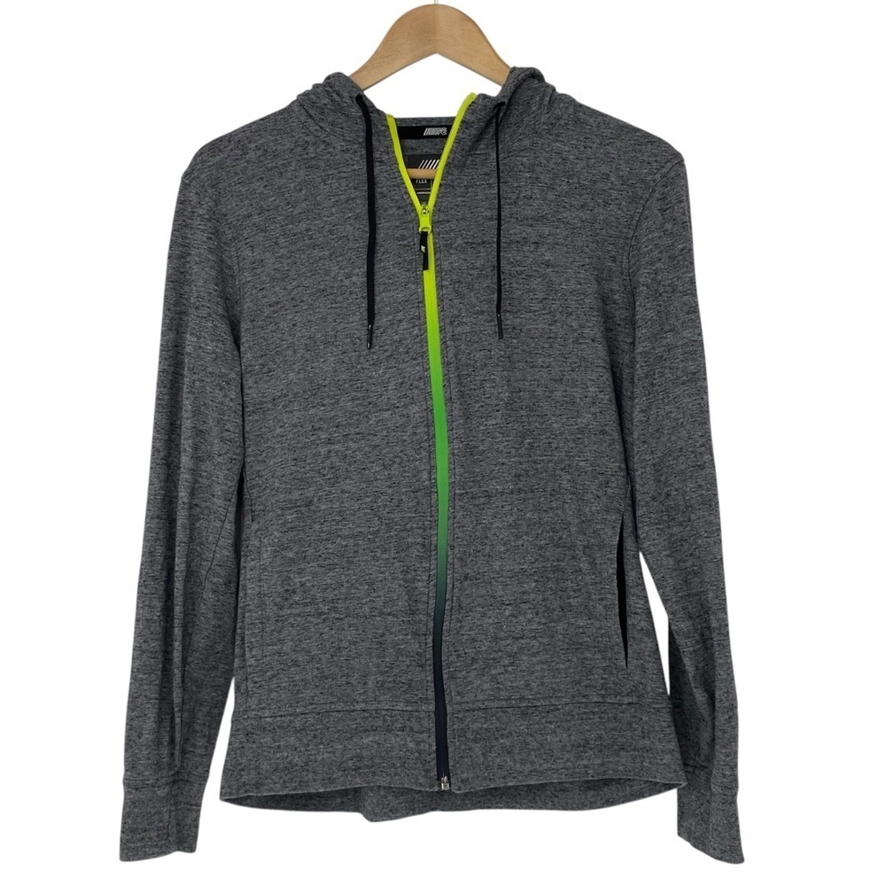 AE Flex Gray with Green/Yellow Zipper Athletic Zip Hoodie Men's size small